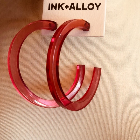 INK+ALLOY Vibrant Red Hoop Earrings - Picture 3 of 4